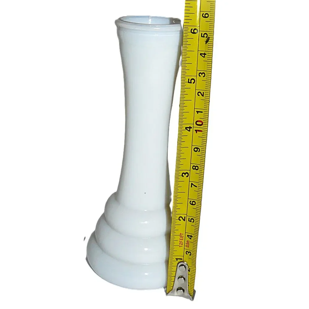 Vtg White M[lk Glass Bud Vase Tiered Base 6